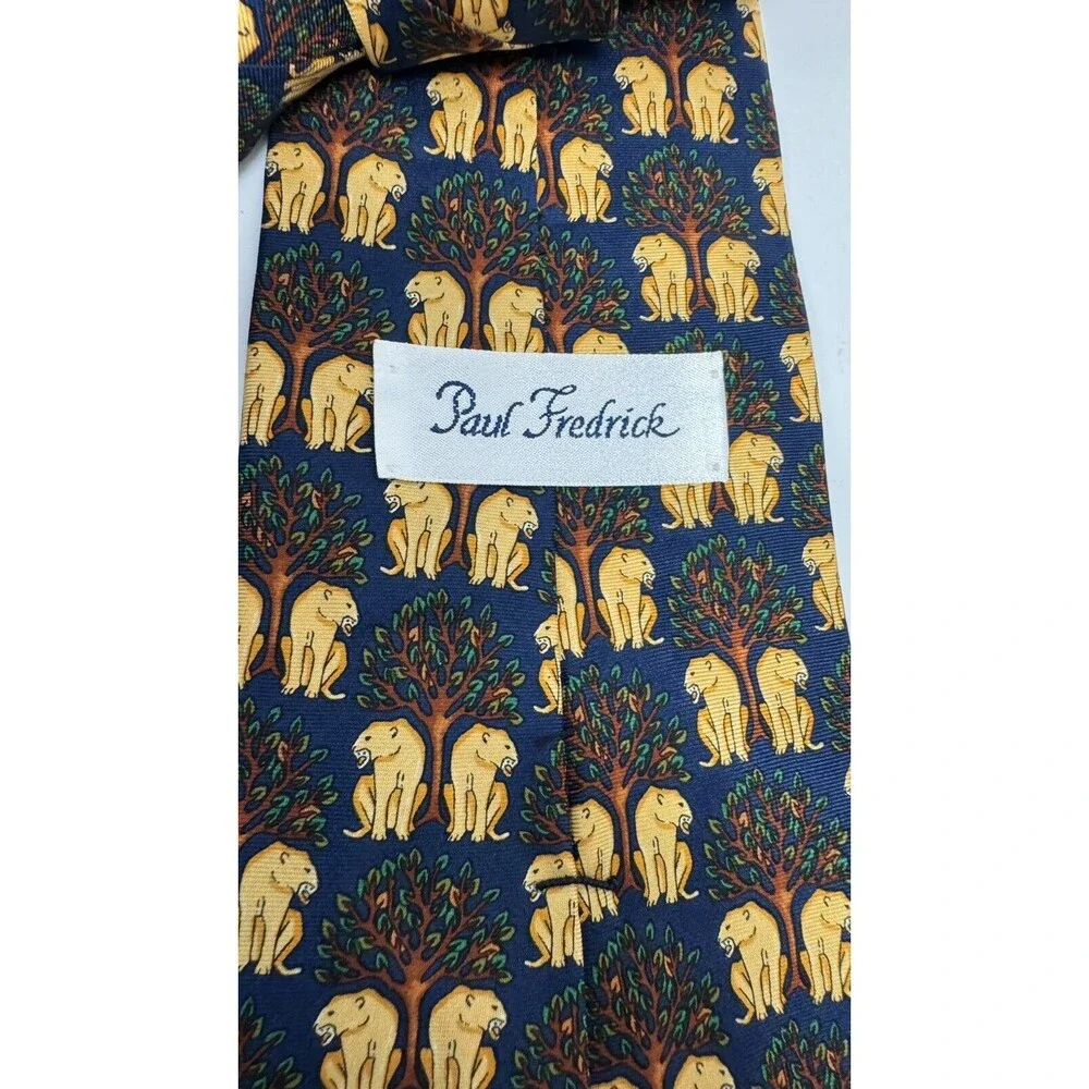 Paul‎ Fredrick 100% Italian Silk Tie Printed In Italy Made In USA Blue